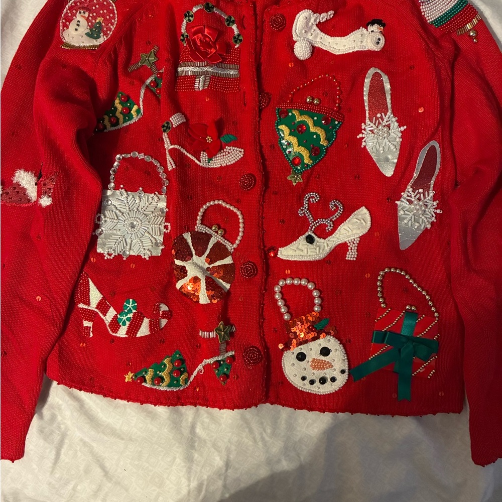 Michael Simon Red Festive Cardigan